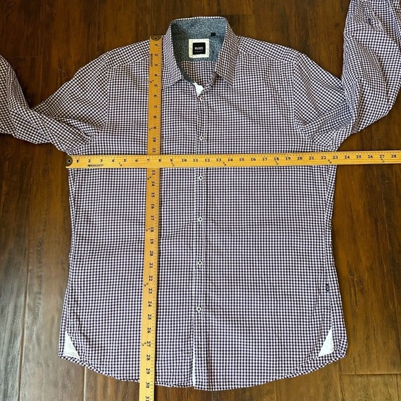 BOSS HUGO BOSS Check / Plaid Print Dress Shirt Purple Regular Fit - Picture 8 of 8